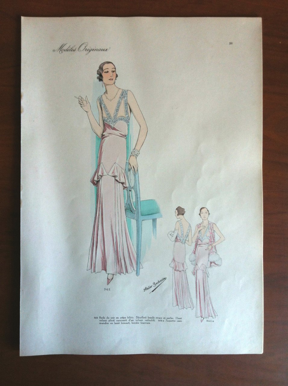 Figurino Atelier Bachroitz Paris originale 1931 - E7547