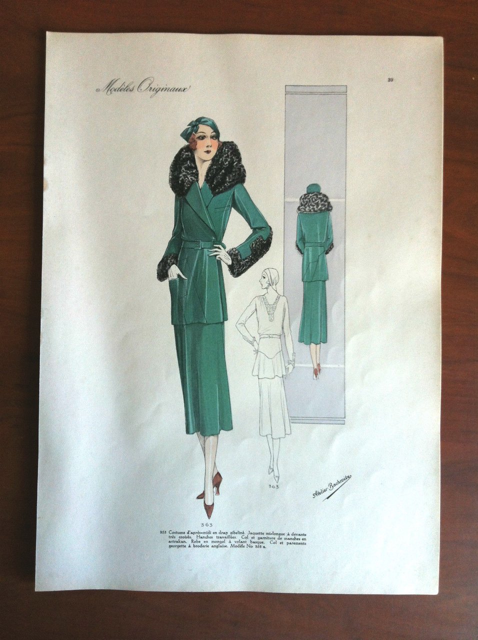 Figurino Atelier Bachroitz Paris originale 1931 - E7548