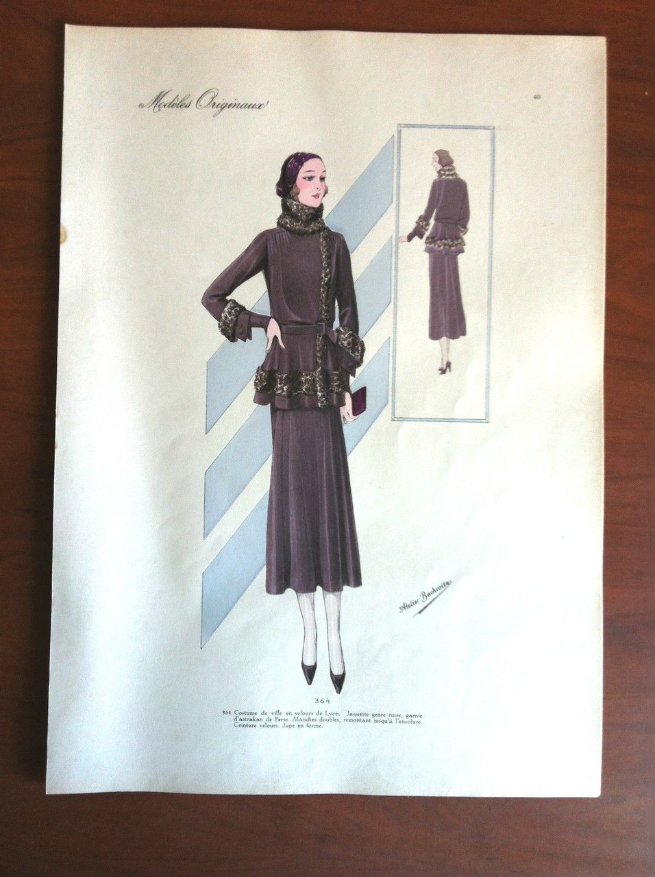 Figurino Atelier Bachroitz Paris originale 1931 - E7549