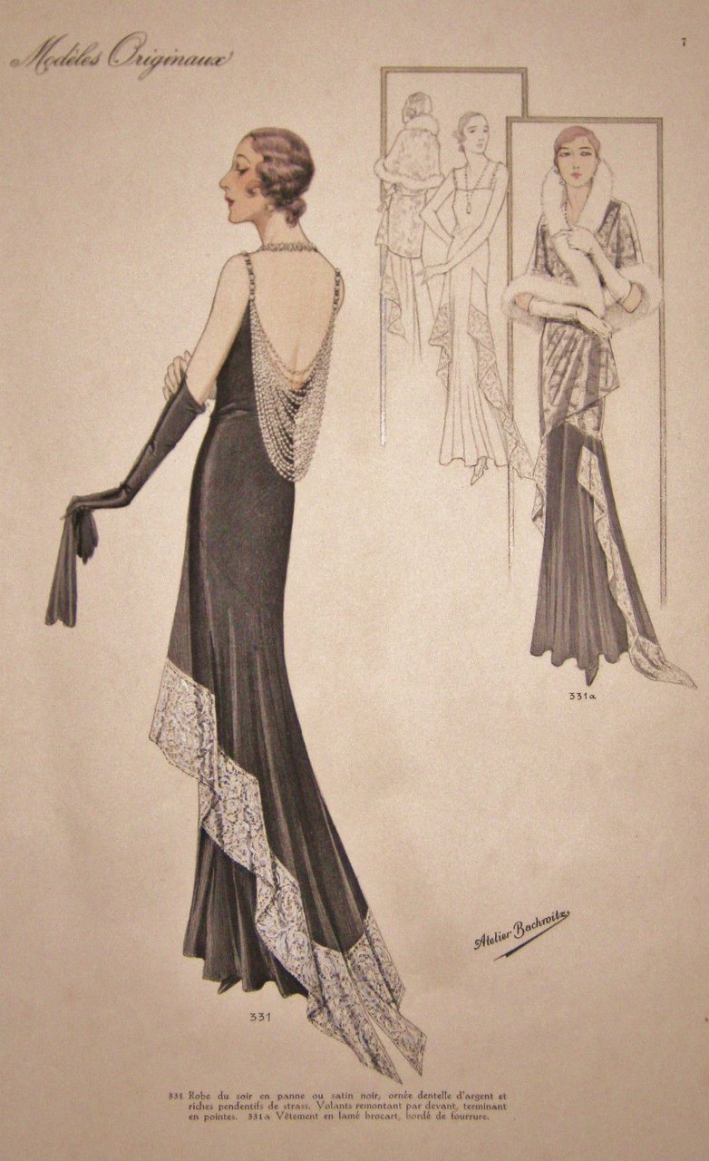 Figurino Atelier Bachroitz Paris originale 1931