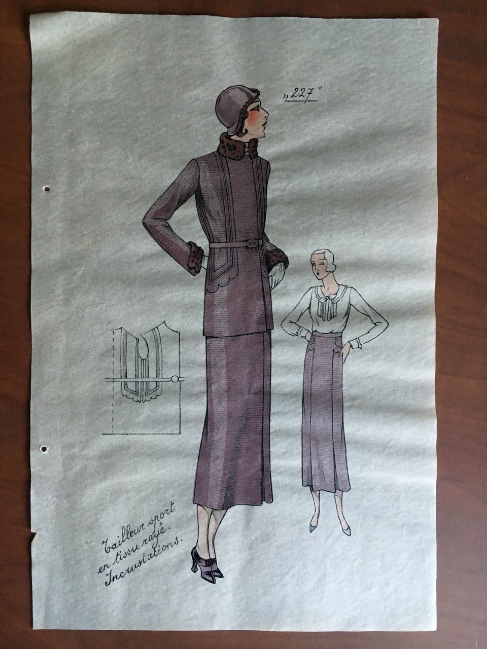 Figurino di moda n^ 227 originale anni '30 colorato a …