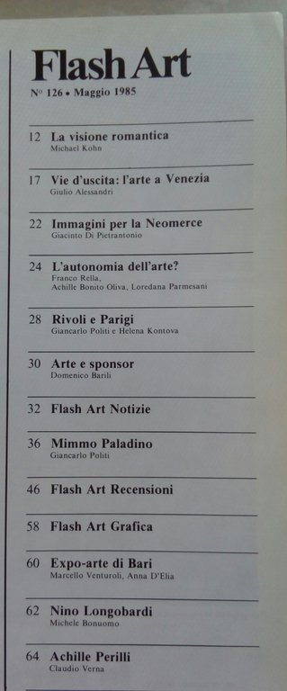 Flash Art n^ 126 maggio 1985 edizione italiana