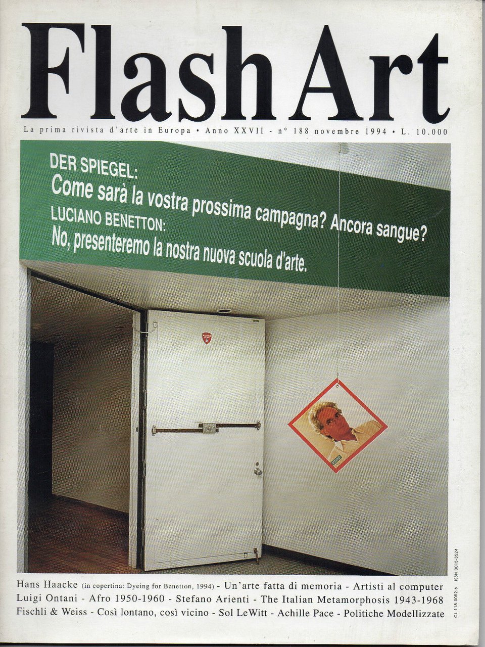Flash Art n^ 188 novembre 1994 copertina Hans Haacke