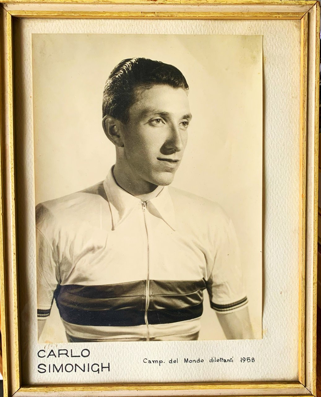 Fotografia incorniciata del Campione Italiano Bruno Milesi 1959