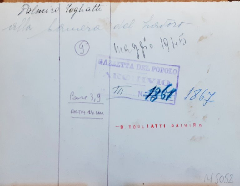 Fotografia originale Palmiro Togliatti alla Camera del Lavoro Torino 1945