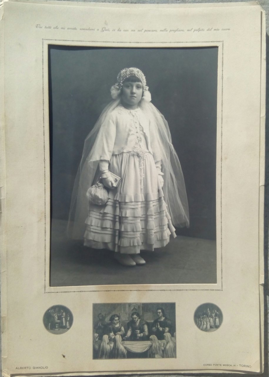 Fotografia originale prima Comunione fotografo A. Gianolio Torino 1932
