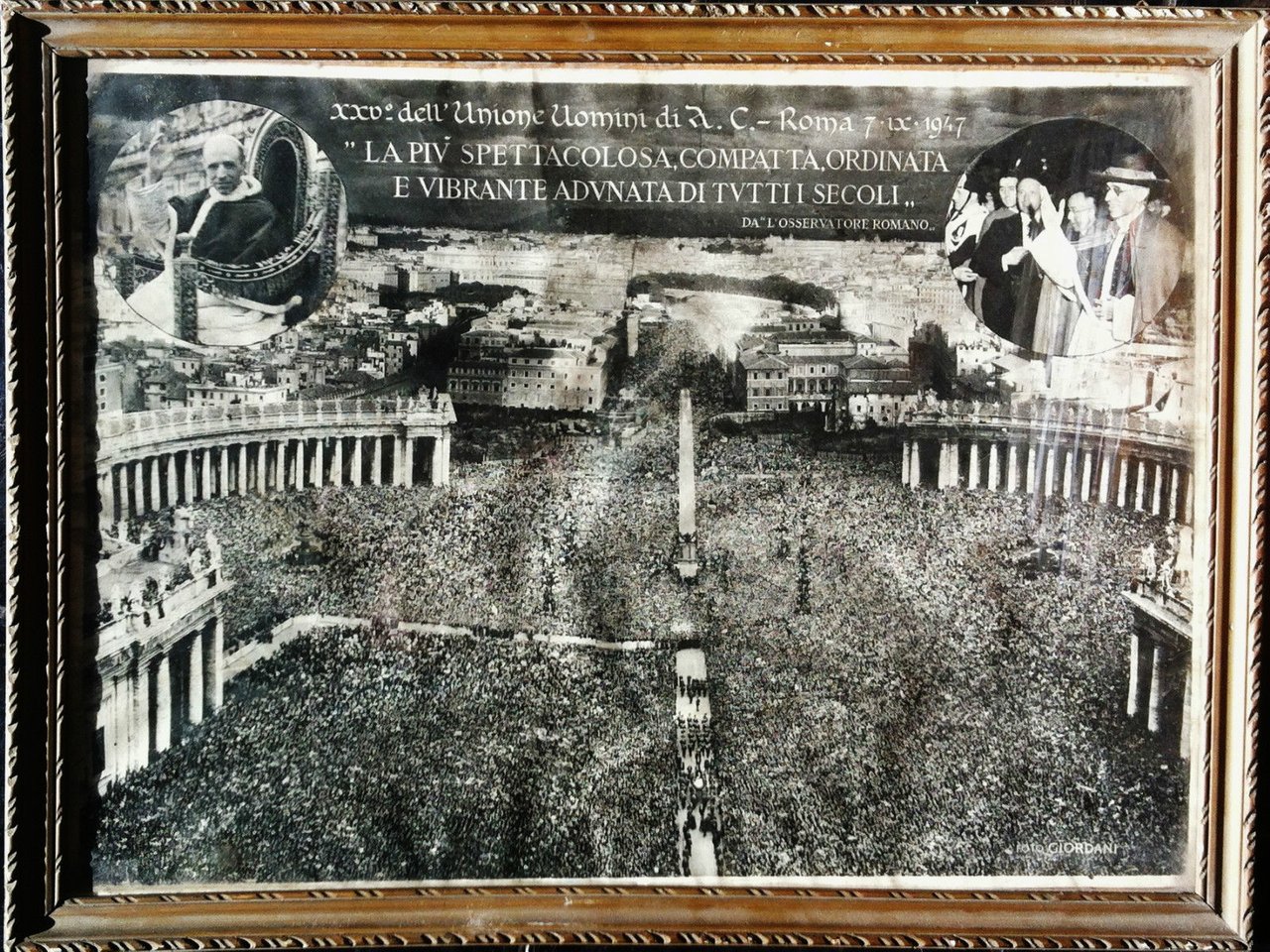 fotografia storica Adunata A.C. Roma 7-settembre 1947 PIO XII