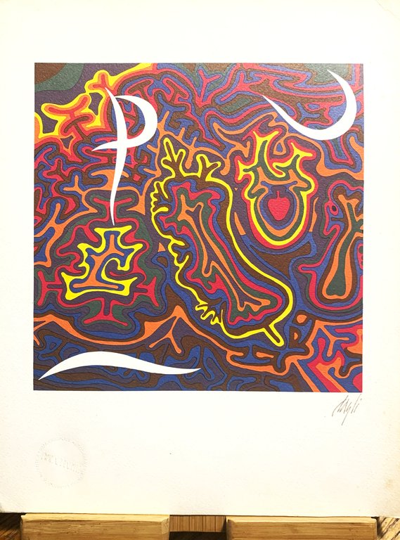 Fotolitografia numerata lettera "P" di Corrado Cagli firma autografa Bolaffi