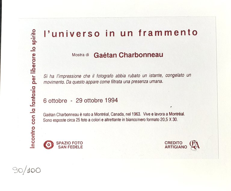 Gaétan Charbonneau fotografia originale 1994 mostra Spazio Foto San Fedele