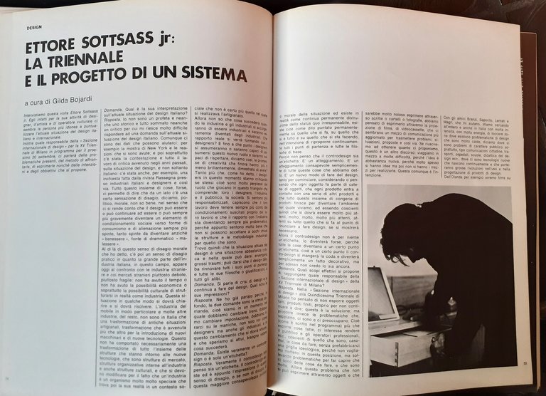 Gala international Marzo 1973 intervista a Ettore Sottsass