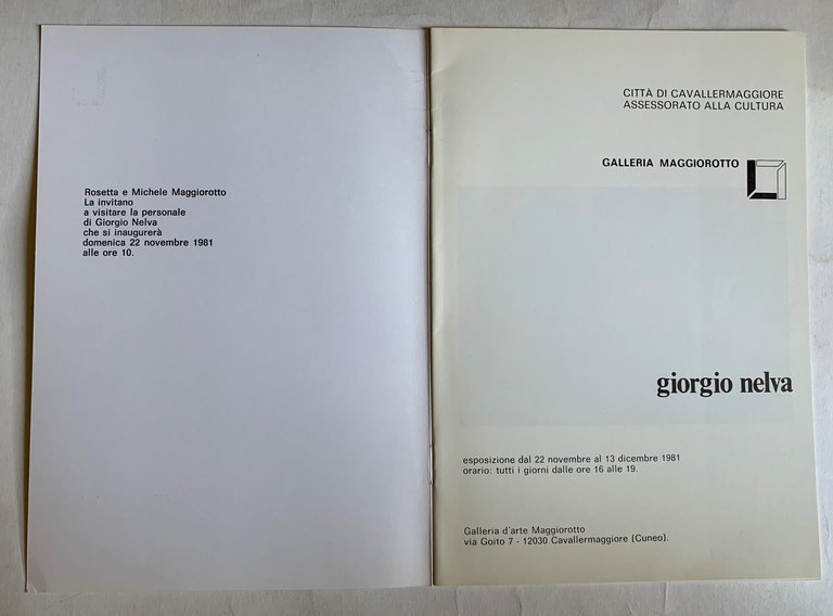 GALLERIA MAGGIOROTTO / giorgio nelva / esposizione dal 22 novembre …