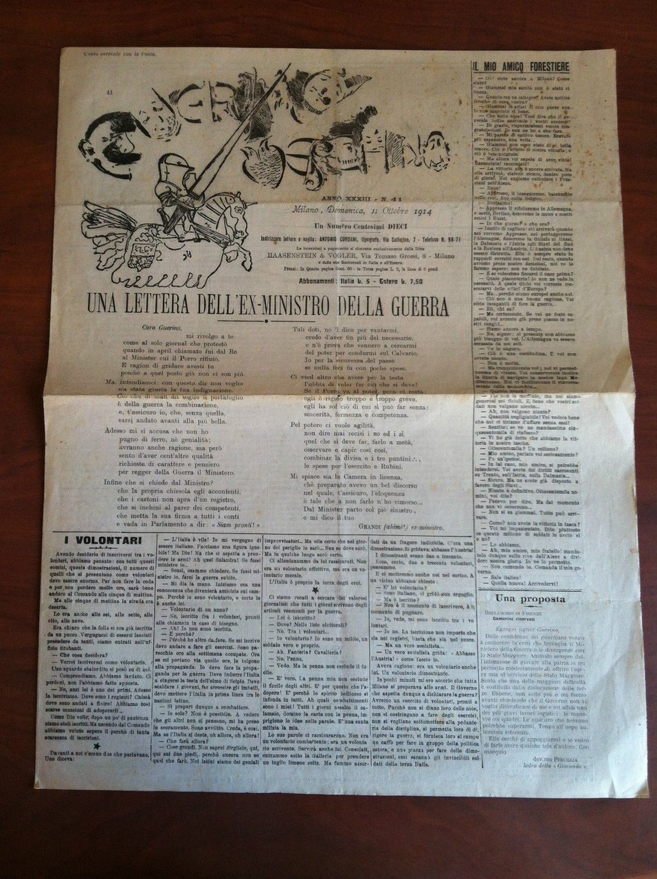 Guerin Meschino Anno XXXIII n^ 41 Milano Ottobre 1914 - … | Immagine principale