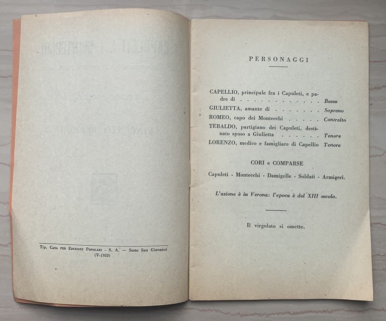 I Capuleti e i Montecchi. Tragedia lirica in quattro parti