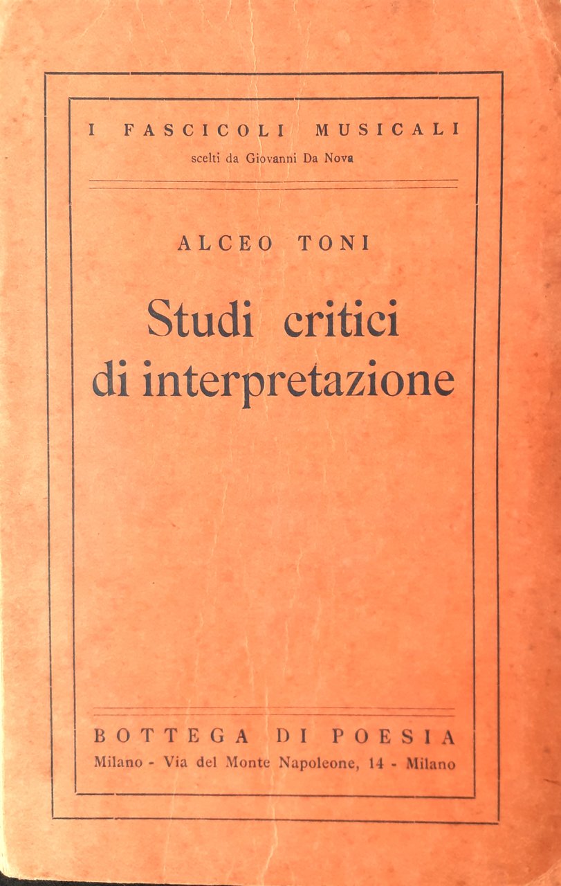 I fascicoli musicali Studi critici di interpretazione Bottega di poesia …