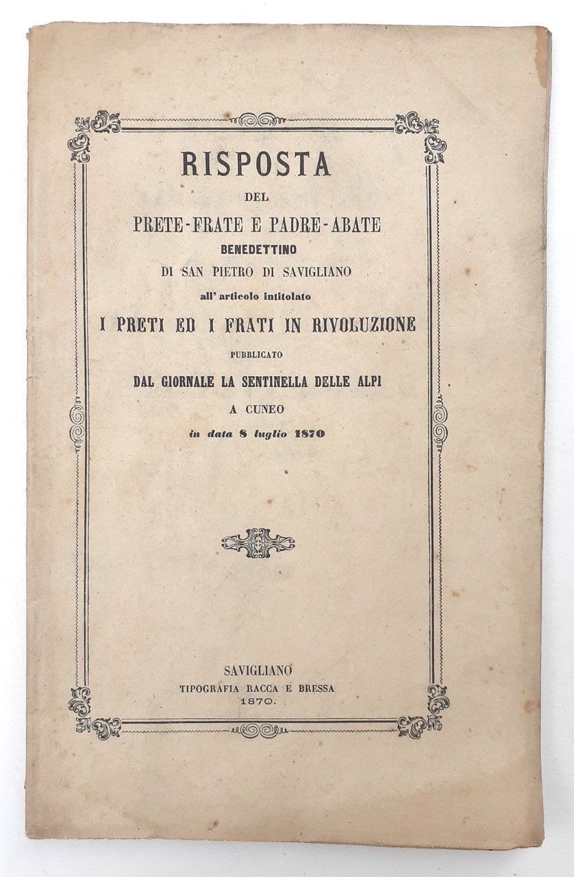 I Preti ed i Frati in Rivoluzione Savigliano 1870 | Immagine principale
