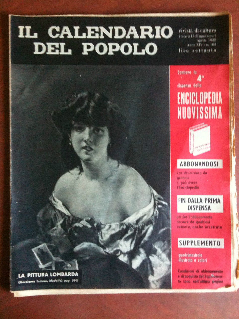 Il Calendario del popolo Anno XIV n^ 163 Aprile 1958