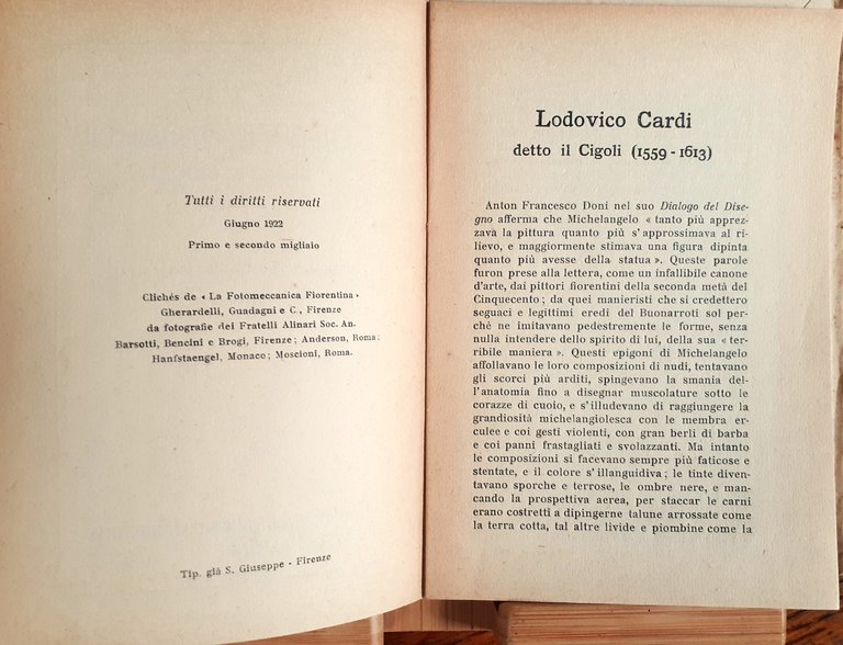 Il Cigoli Edizioni Alinari 1922 | Immagine Gallery 2