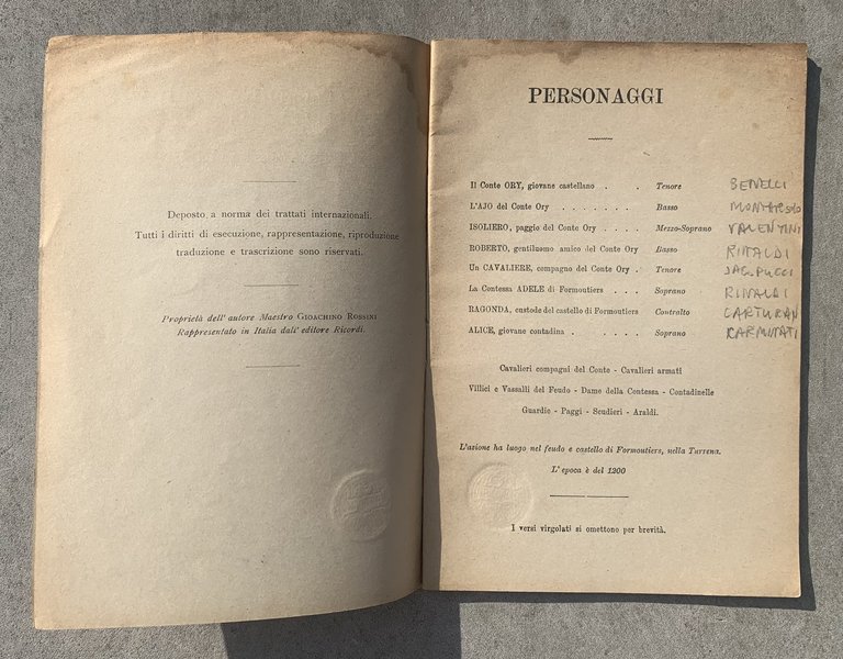 Il Conte Ory. Melodramma giocoso in due atti