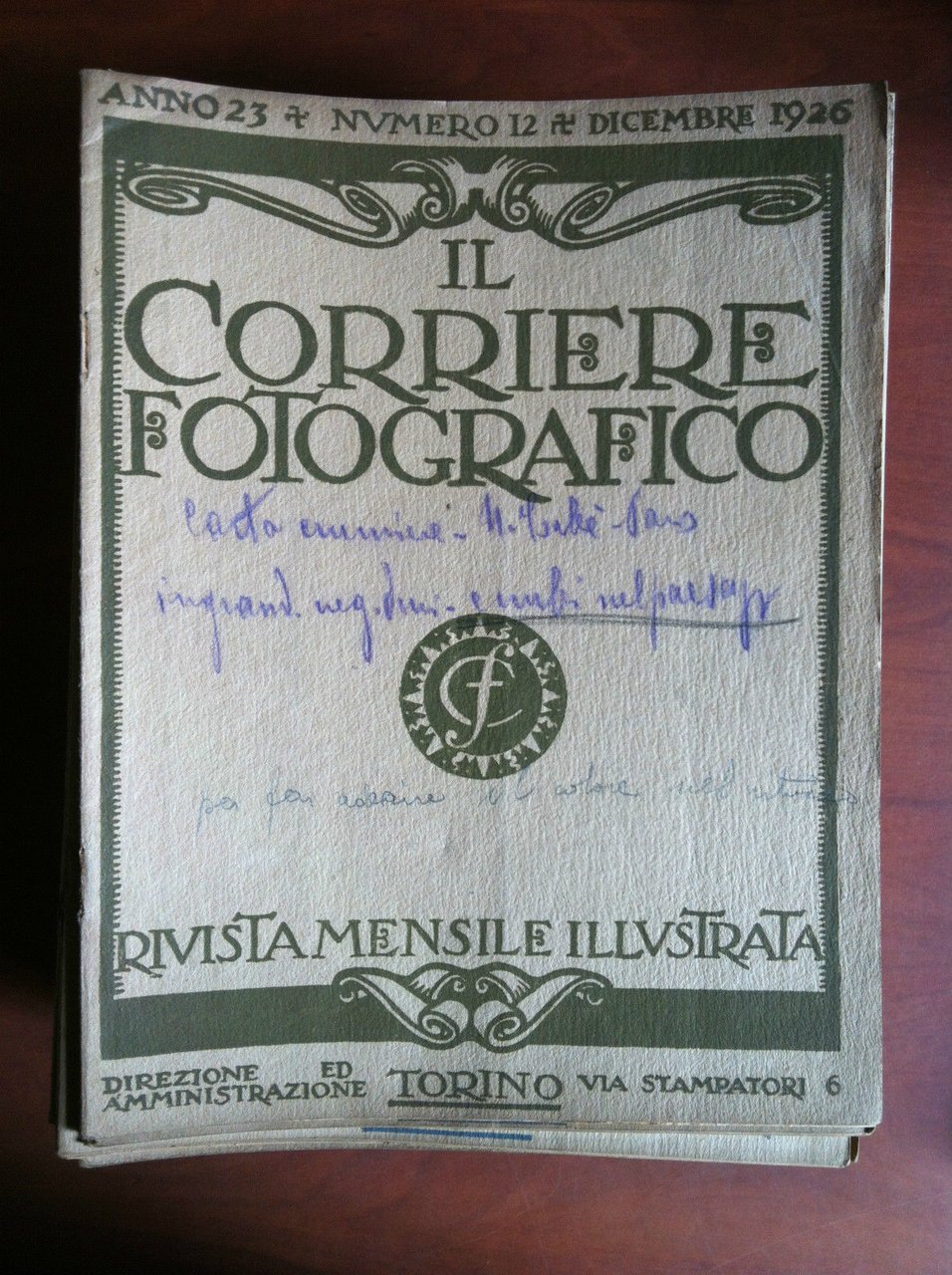 Il Corriere Fotografico anno 23 n^ 12 Dicembre 1926 - …