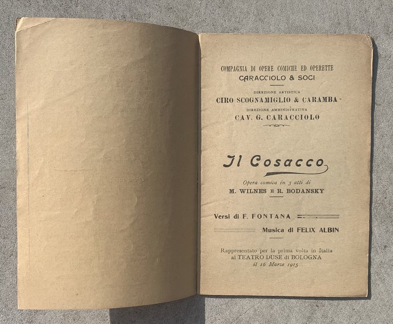 Il Cosacco. Opera comica in 3 atti (Rappresentato per la …