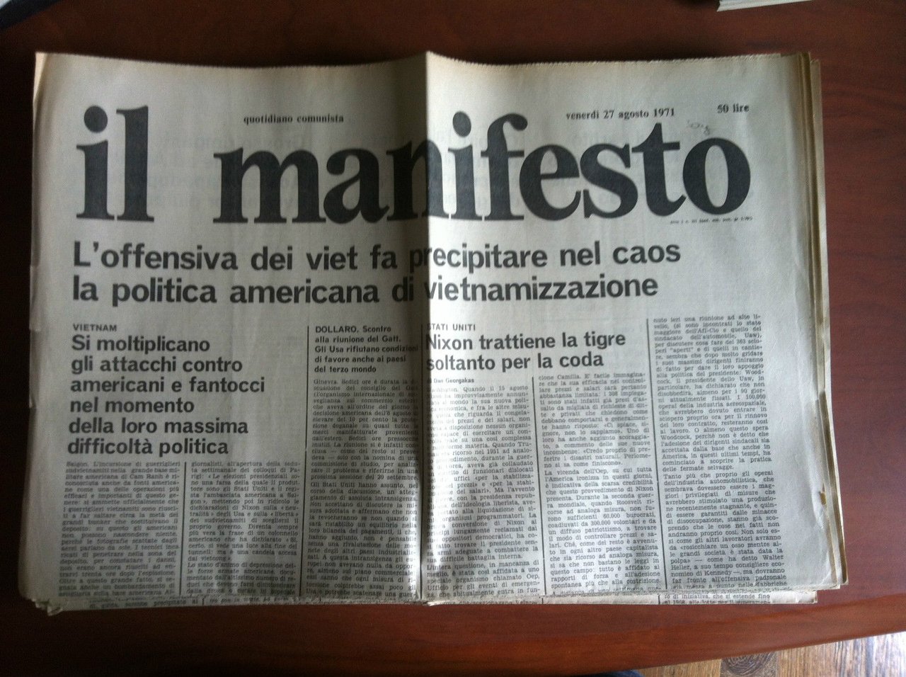 Il Manifesto anno I n^ 101 Venerdì 27 agosto 1971 …