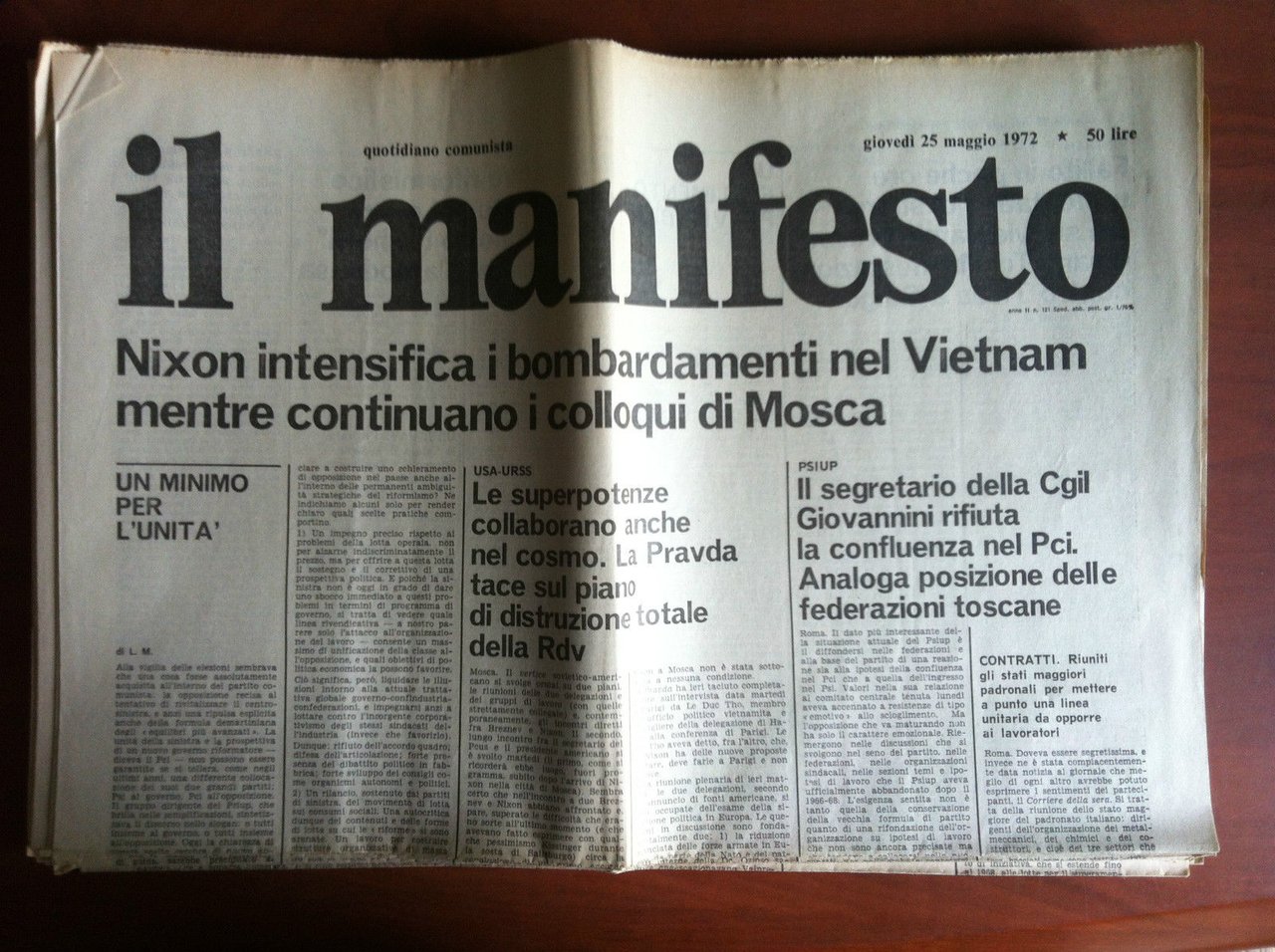 Il Manifesto anno II n^ 121 Giovedì 25 Maggio 1972 …