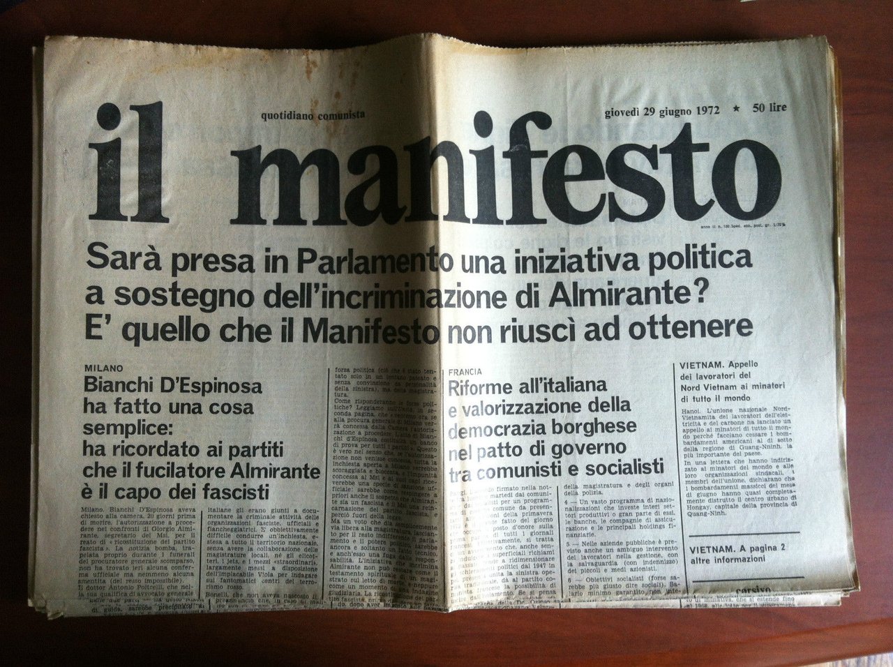 Il Manifesto anno II n^ 150 giovedì 29 Giugno 1972 …