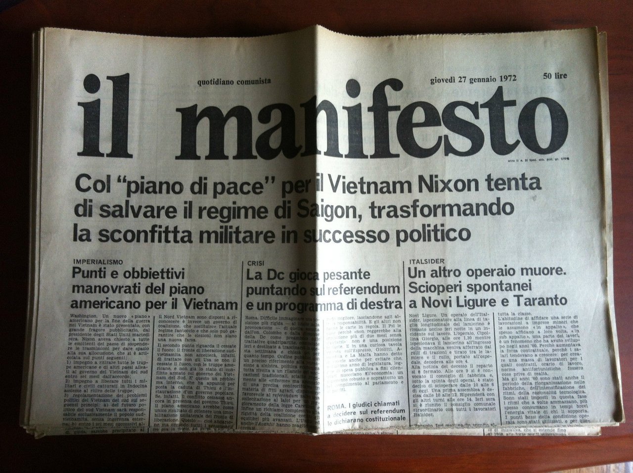 Il Manifesto anno II n^ 21 Giovedì 27 Gennaio 1972 …