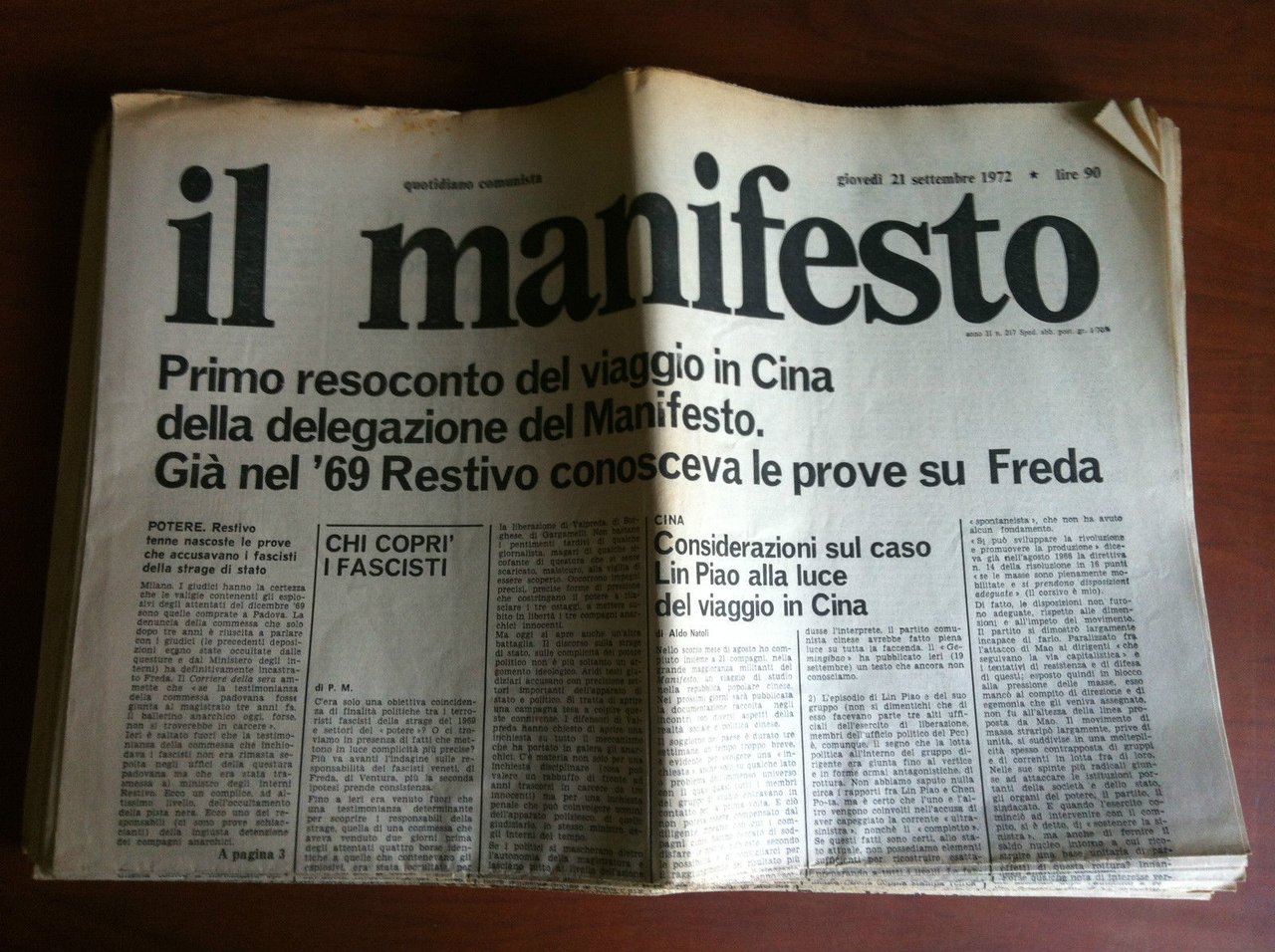 Il Manifesto anno II n^ 217 Giovedì 21 Settembre 1972 …