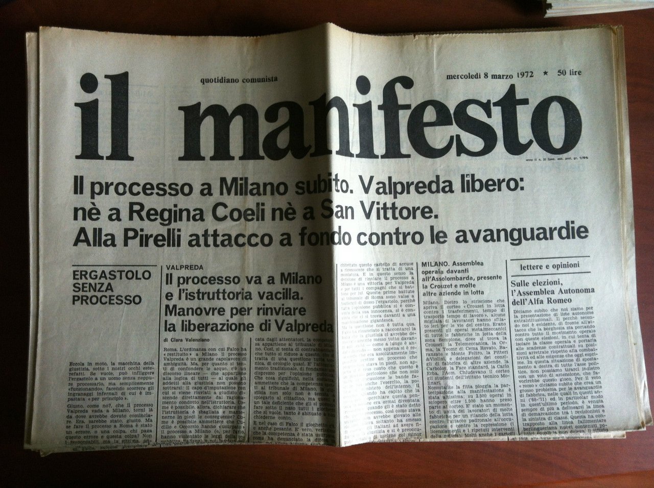 Il Manifesto anno II n^ 55 Mercoledì 8 marzo 1972 …