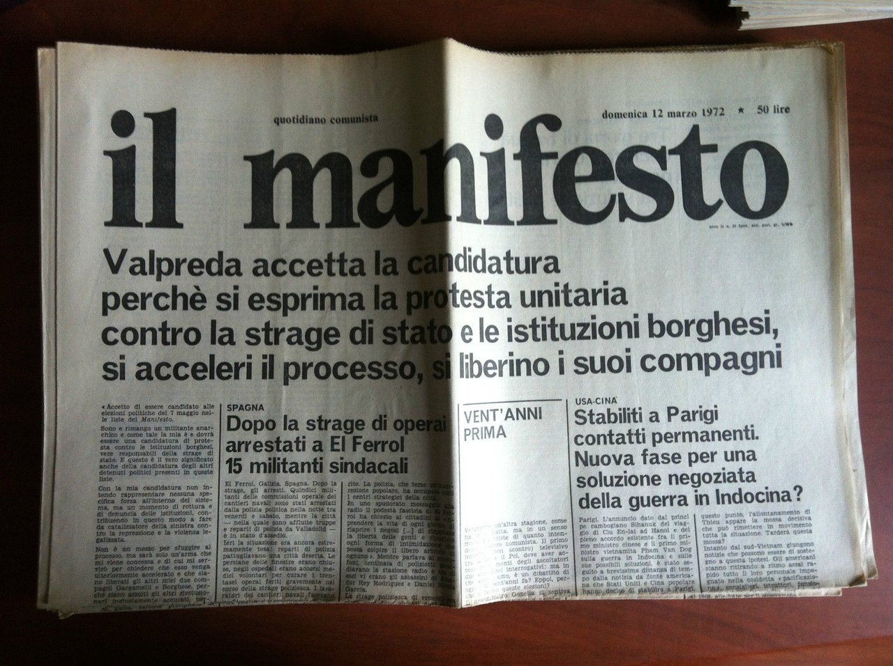 Il Manifesto anno II n^ 59 Domenica 12 marzo 1972 …