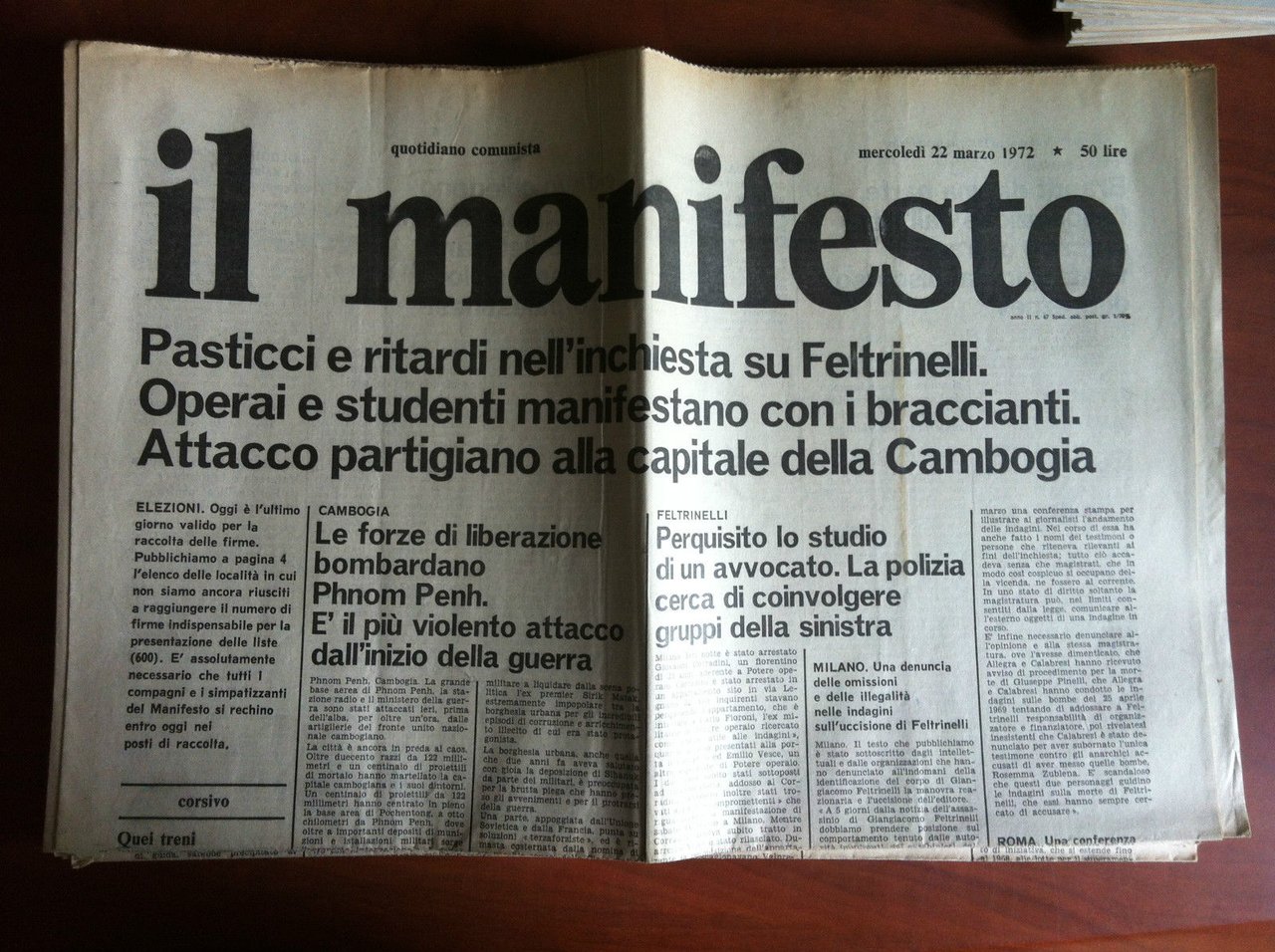 Il Manifesto anno II n^ 67 Mercoledì 22 marzo 1972 …