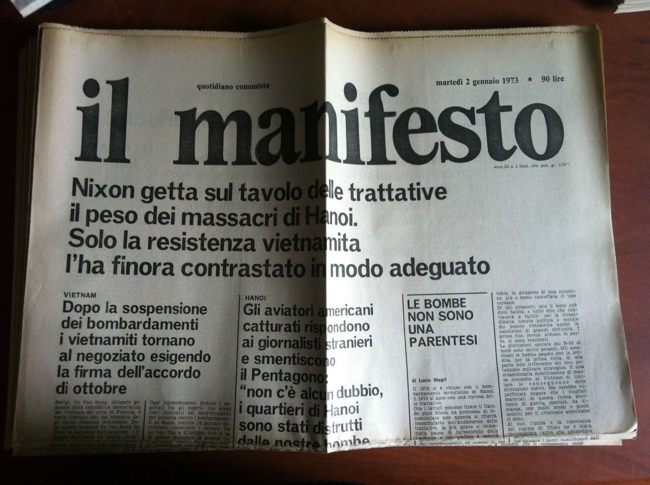 Il Manifesto anno III n^ 1 martedì 2 Gennaio 1973 …