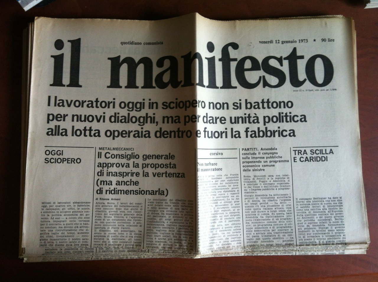 Il Manifesto anno III n^ 10 Venerdì 12 Gennaio 1973 …