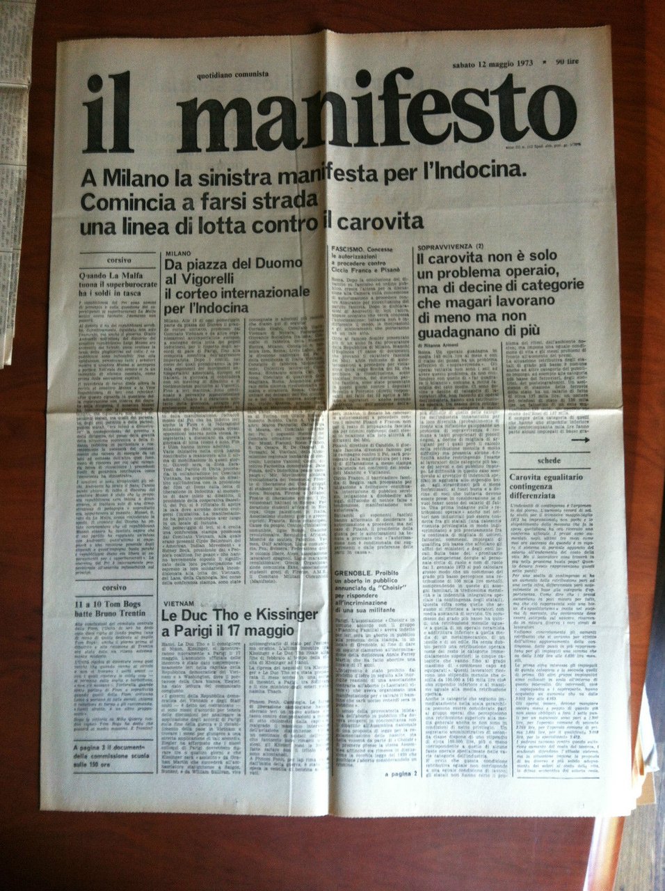 Il Manifesto anno III n^ 112 Sabato 12 Maggio 1973 …