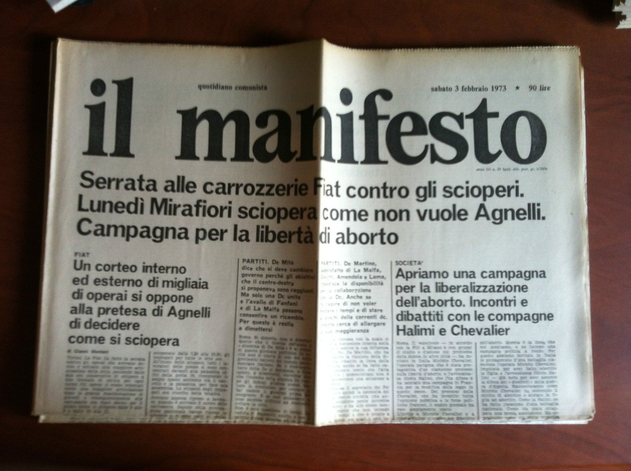 Il Manifesto anno III n^ 29 Sabato 3 Febbraio 1973 …