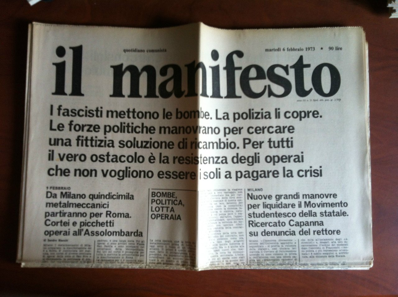Il Manifesto anno III n^ 31 Martedì 6 Febbraio 1973 …