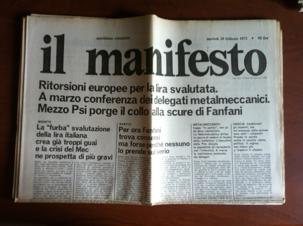 Il Manifesto anno III n^ 43 Martedì 20 Febbraio 1973 …