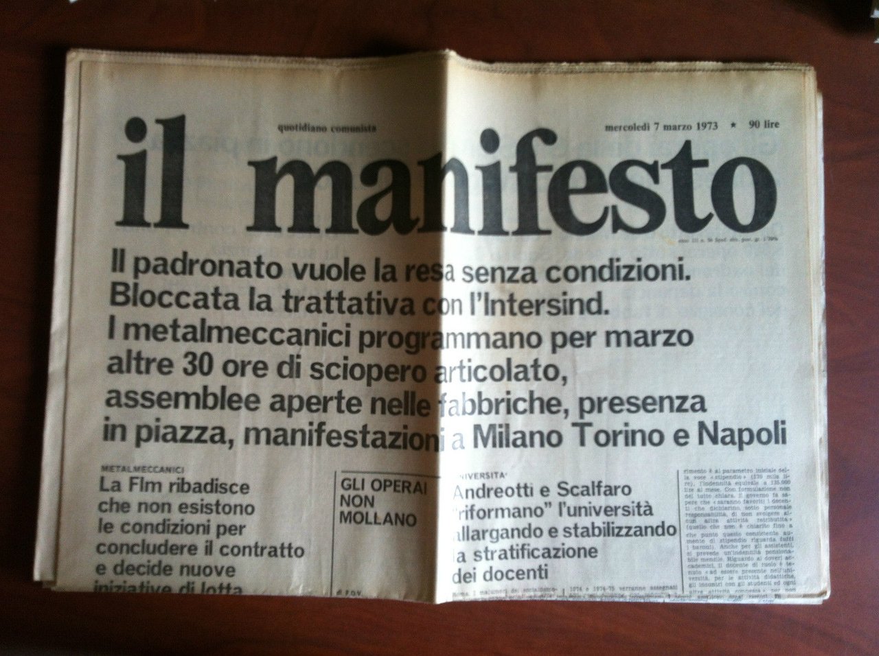 Il Manifesto anno III n^ 56 Mercoledì 7 Marzo 1973 …