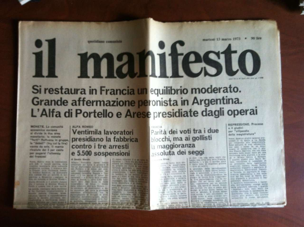 Il Manifesto anno III n^ 61 Martedì 13 Marzo 1973 …