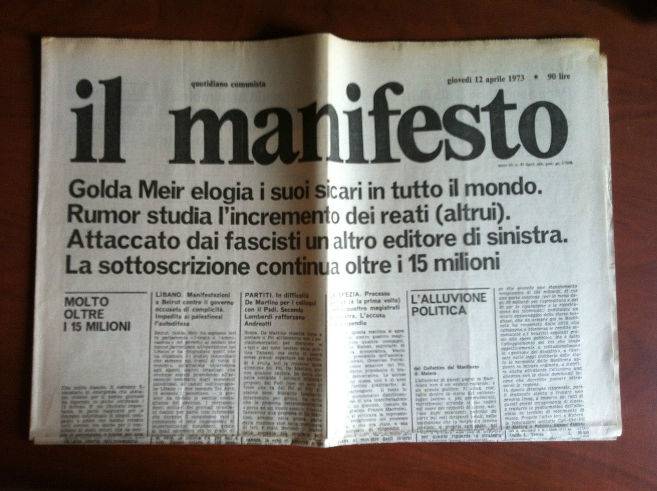 Il Manifesto anno III n^ 87 Giovedì 12 Aprile 1973 …