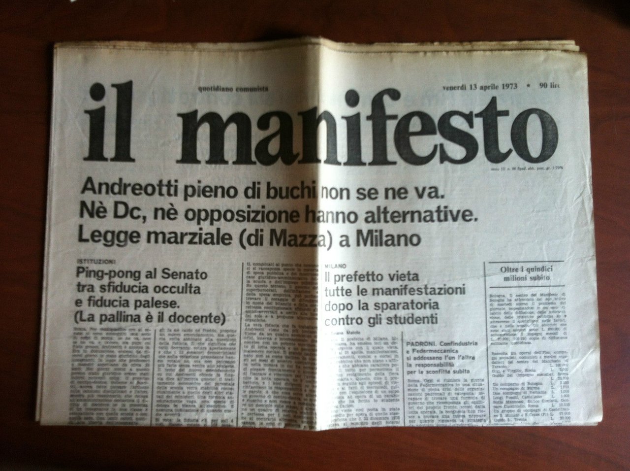 Il Manifesto anno III n^ 88 Venerdì 13 Aprile 1973 …