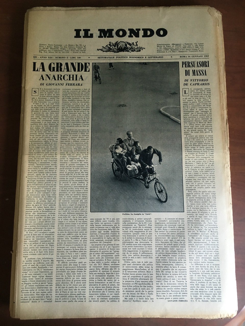 Il Mondo diretto da Mario Pannunzio 621 Anno XIII n^ …