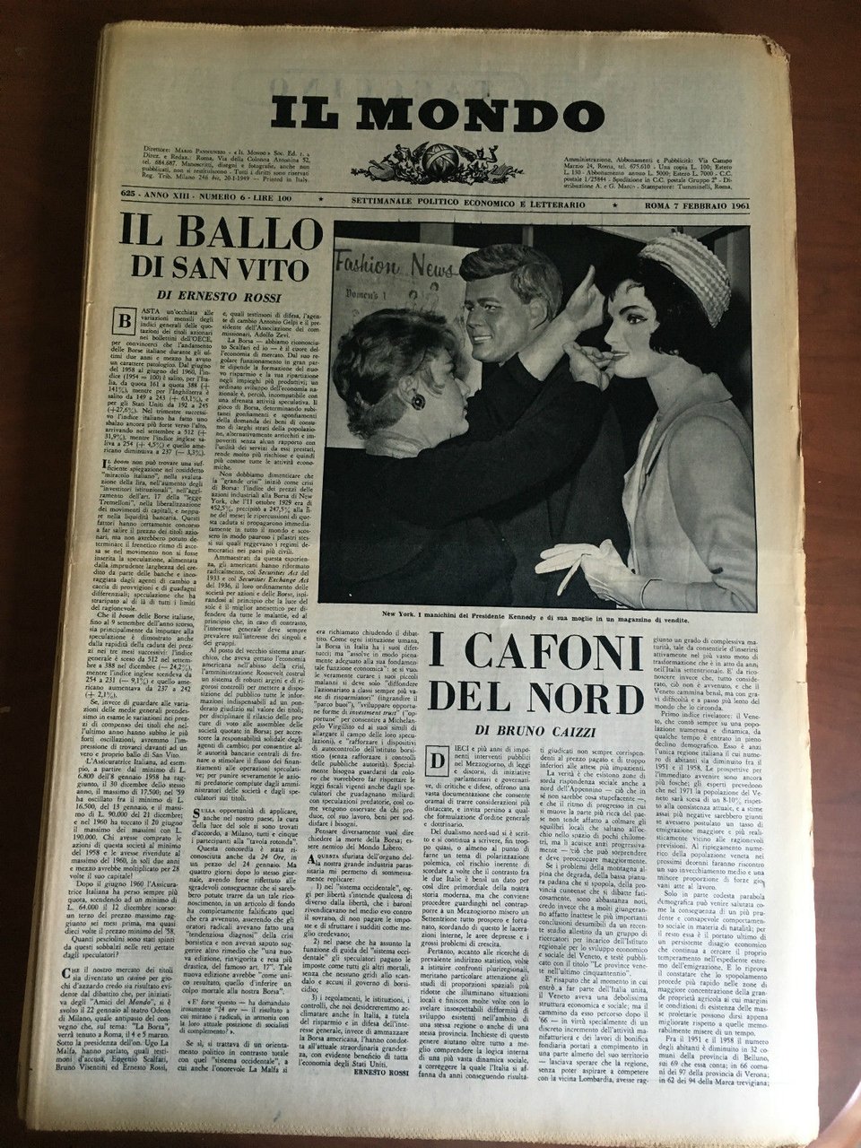 Il Mondo diretto da Mario Pannunzio 625 Anno XIII n^ …