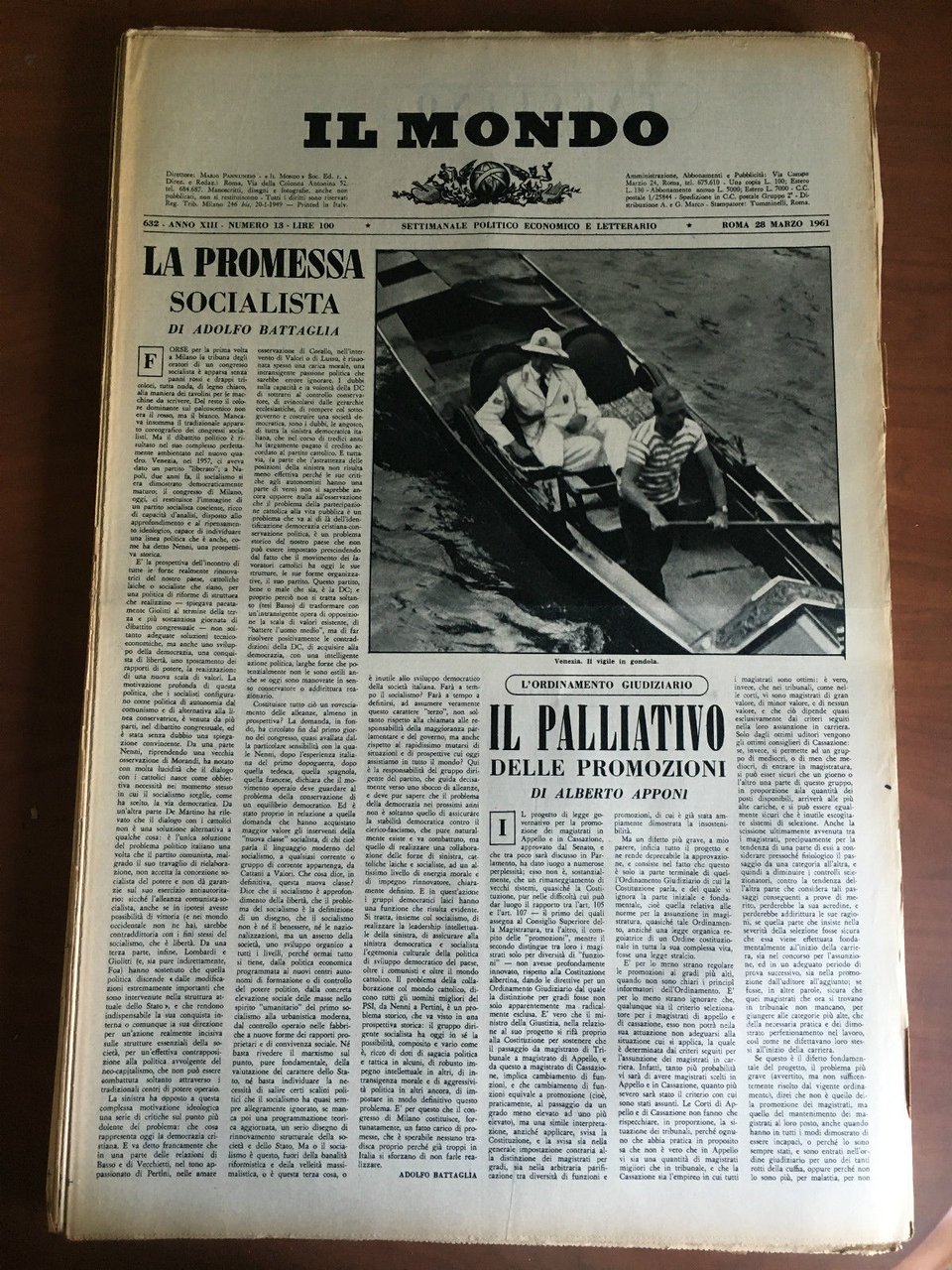 Il Mondo diretto da Mario Pannunzio 632 Anno XIII n^ …