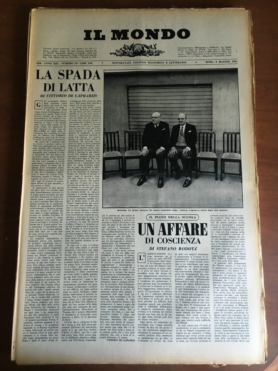 Il Mondo diretto da Mario Pannunzio 638 Anno XIII n^ …