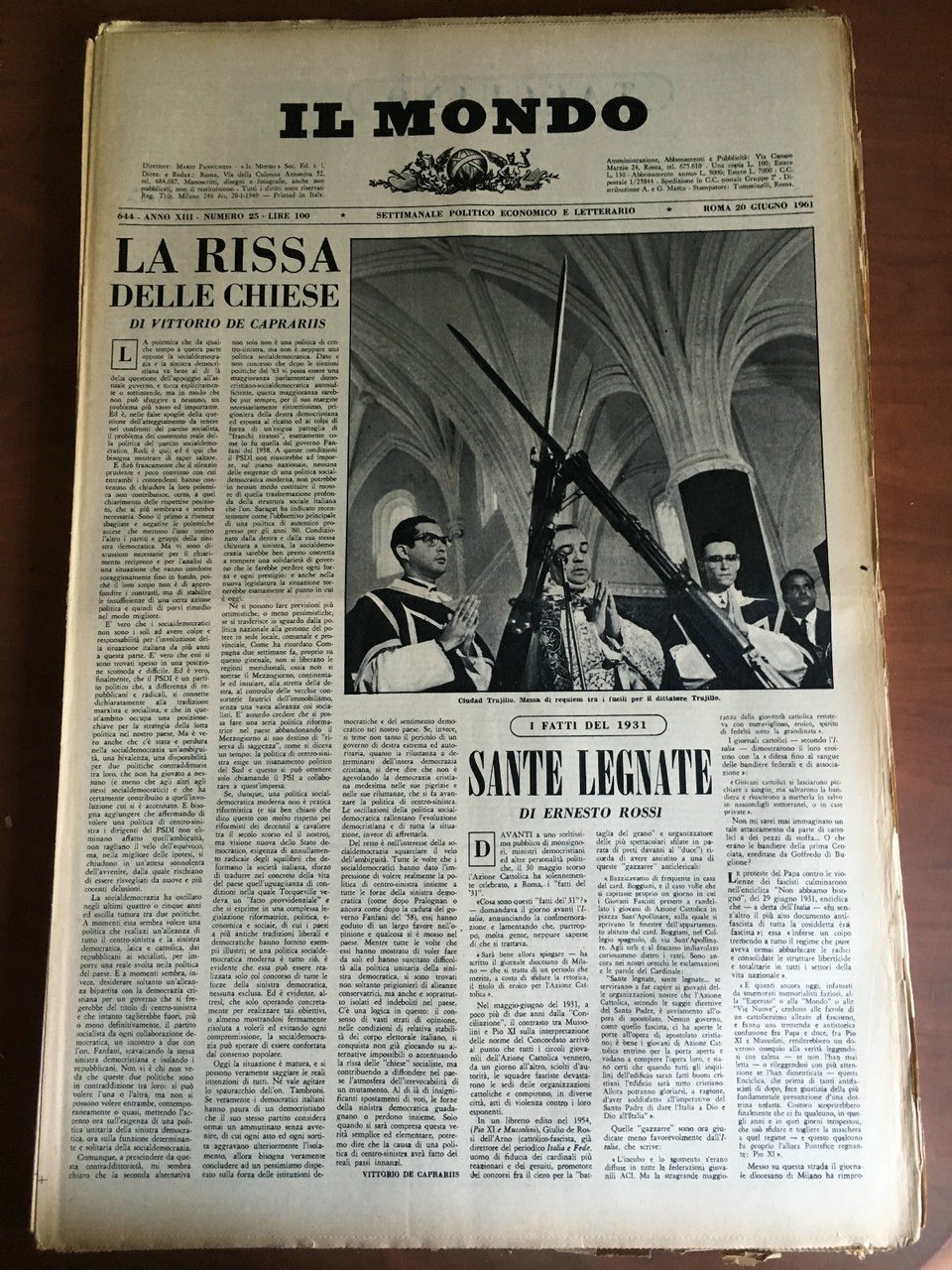 Il Mondo diretto da Mario Pannunzio 644 Anno XIII n^ …