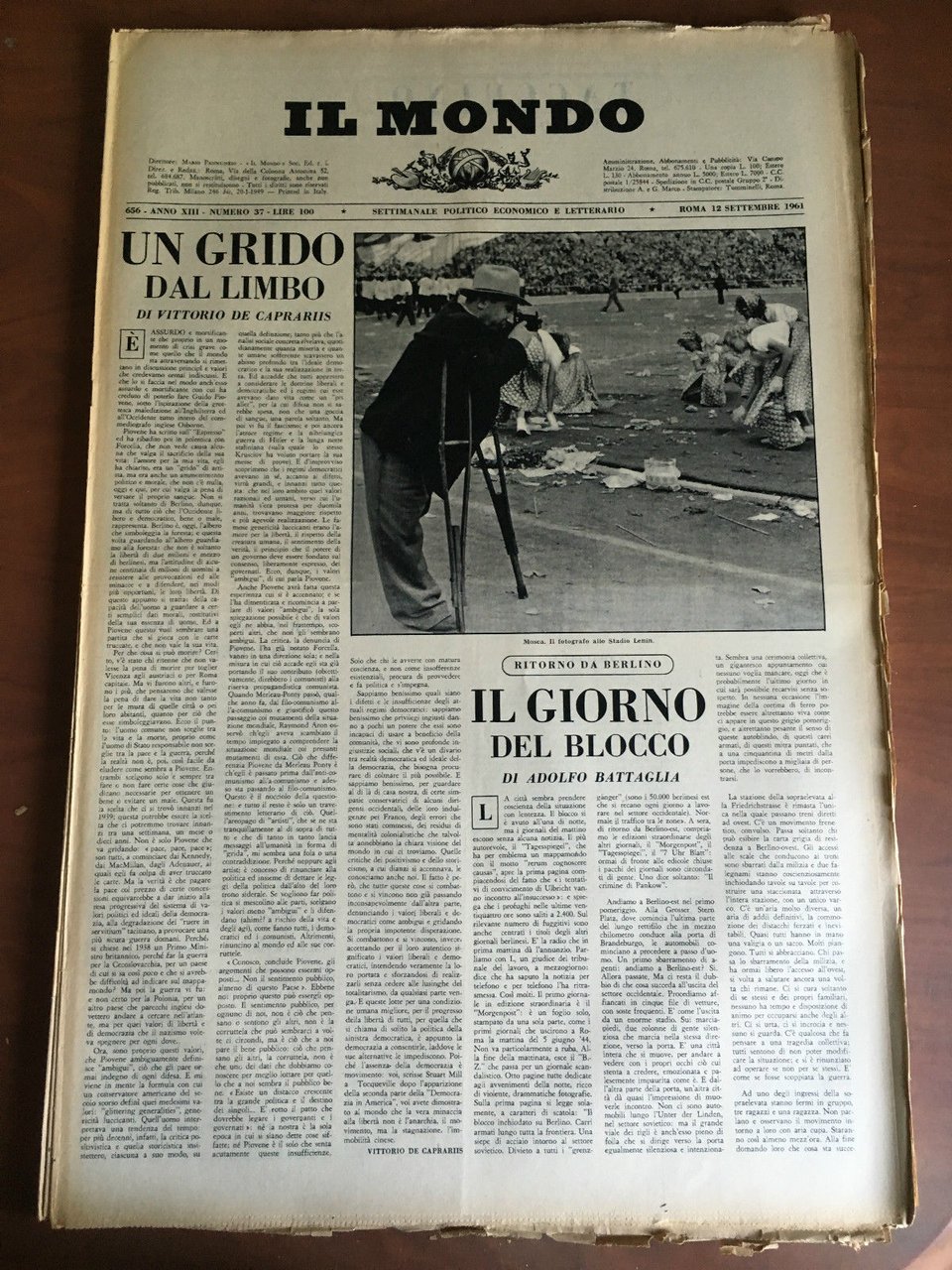 Il Mondo diretto da Mario Pannunzio 656 Anno XIII n^ …