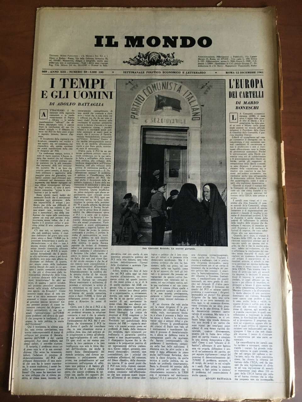 Il Mondo diretto da Mario Pannunzio 669 Anno XIII n^ …