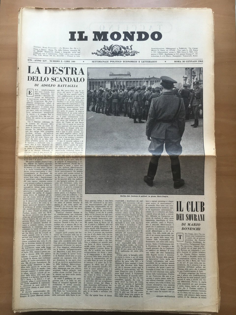 Il Mondo diretto da Mario Pannunzio 676 Anno XIV n^ …